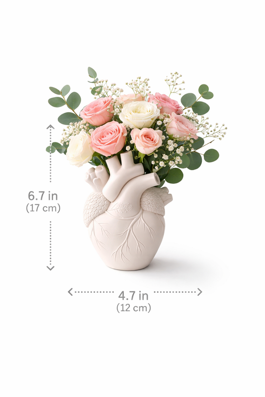 Nordic Anatomical Heart Vase – Resin Decorative Flower Pot for Tabletop