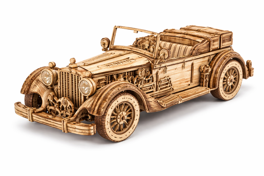 3D Wooden Vintage Car Puzzle – DIY Assembly Model Kit