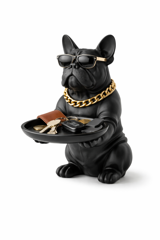 Bulldog Dog Figurine Key Storage Box – Resin Home Decor Statue
